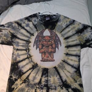 Anvil Black and Cream Tie-Dye Graphic T-Shirt